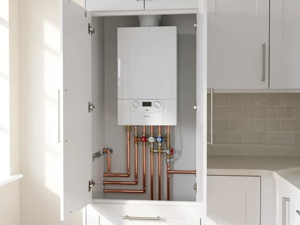 Combi boiler installation, Acton