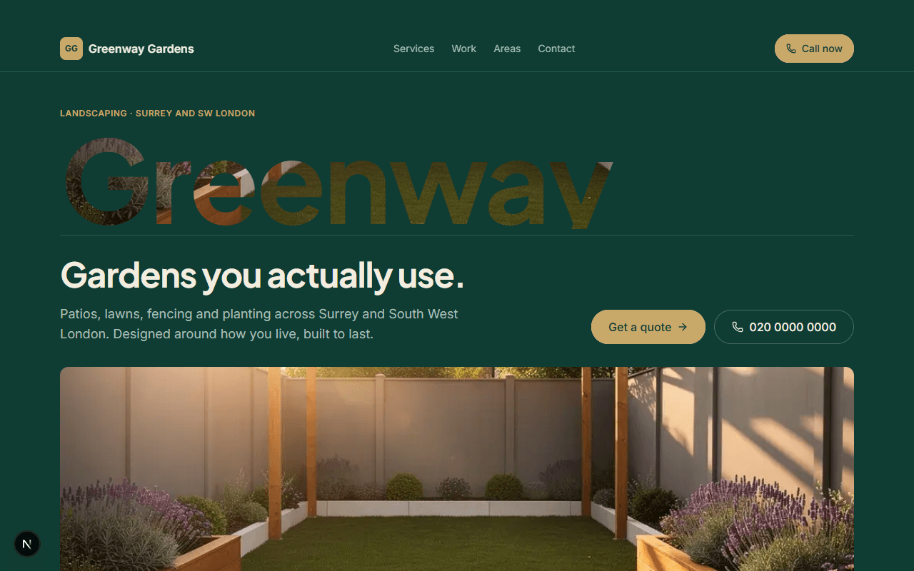 Greenway Gardens: example landscaping website