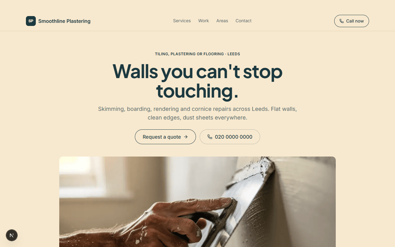 Smoothline Plastering: example tiling, plastering or flooring website