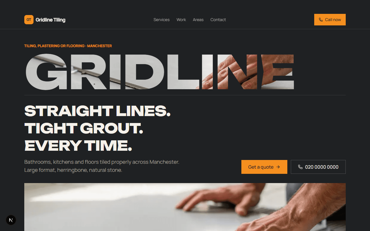 Gridline Tiling: example tiling, plastering or flooring website
