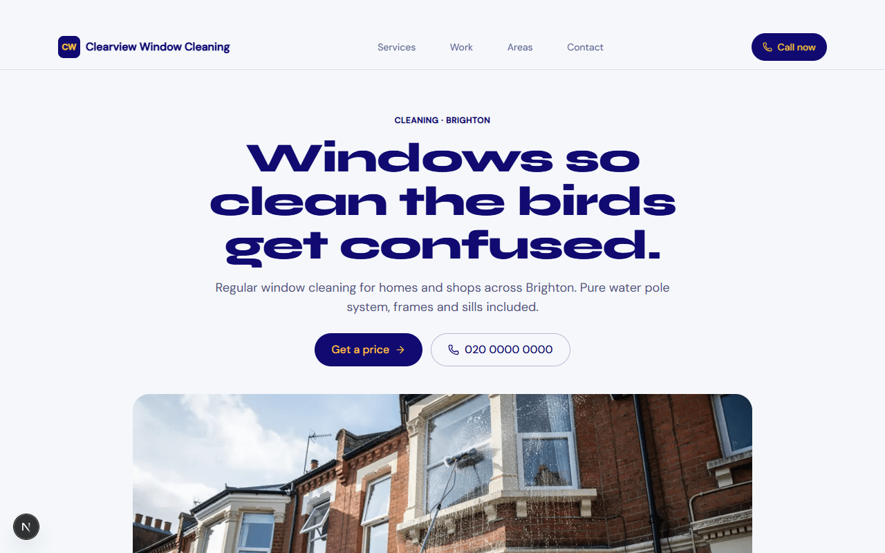 Clearview Window Cleaning: example cleaning website