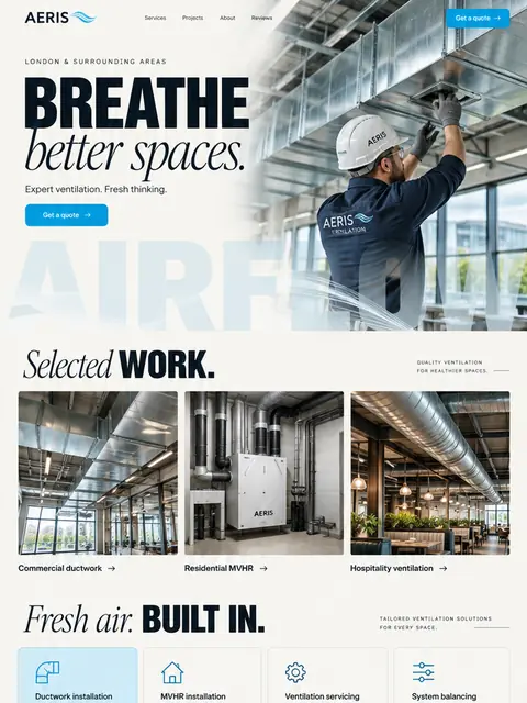 Aeris: editorial website concept for ventilation