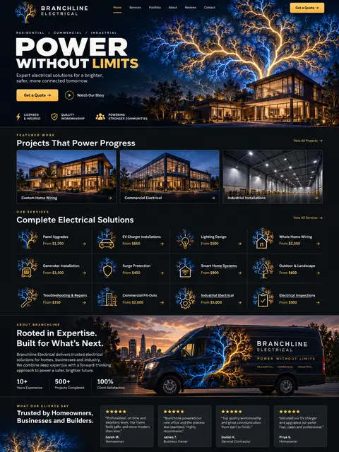 Branchline: fractal lightning website concept