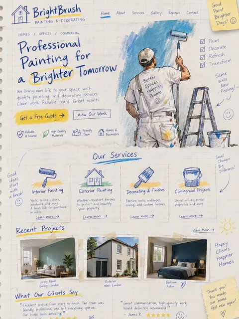 BrightBrush: pencil sketch website concept for painting