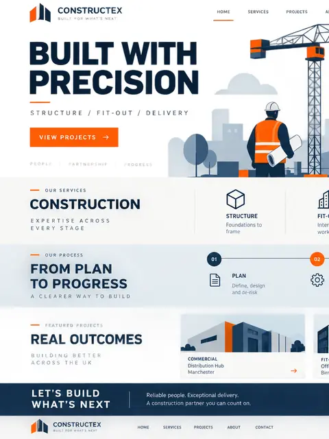 Constructex: blueprint precision website concept