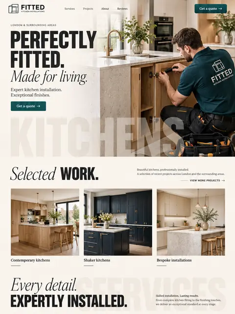 Fitted Kitchens: editorial website concept for joinery & interiors