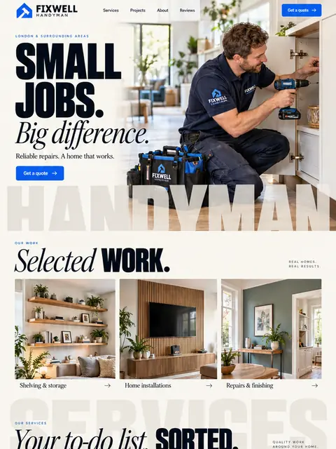 Fixwell: editorial website concept for joinery & interiors
