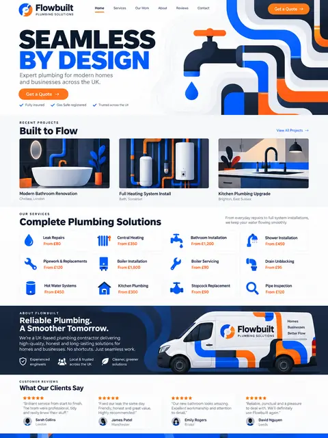 Flowbuilt: bauhaus pipes website concept for plumbing & heating