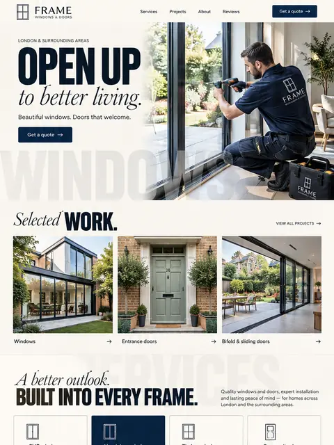 Frame Windows: editorial website concept for joinery & interiors