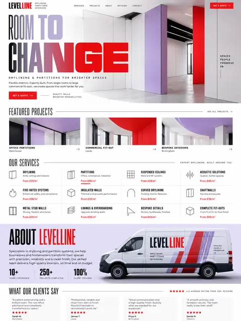 Levelline: swiss red website concept