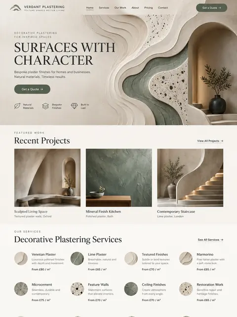 Surfaces with Character: plaster textures website concept for drylining & fit-out