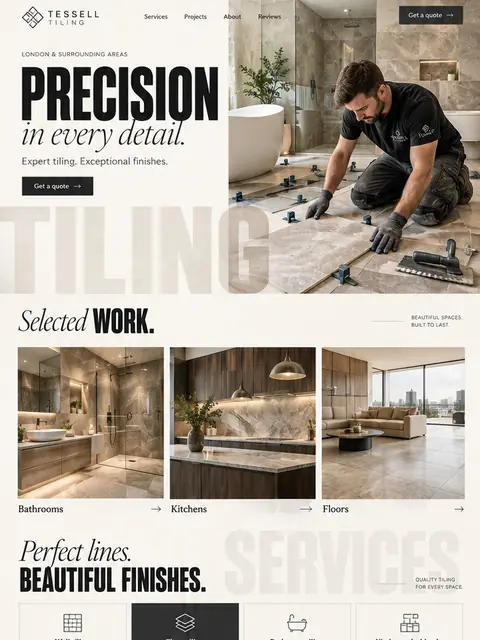 Tessell Tiling: editorial website concept for joinery & interiors