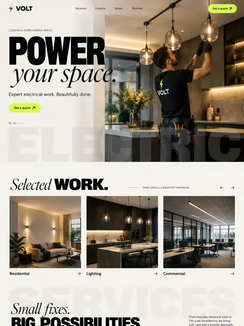 Volt: editorial website concept for electrical