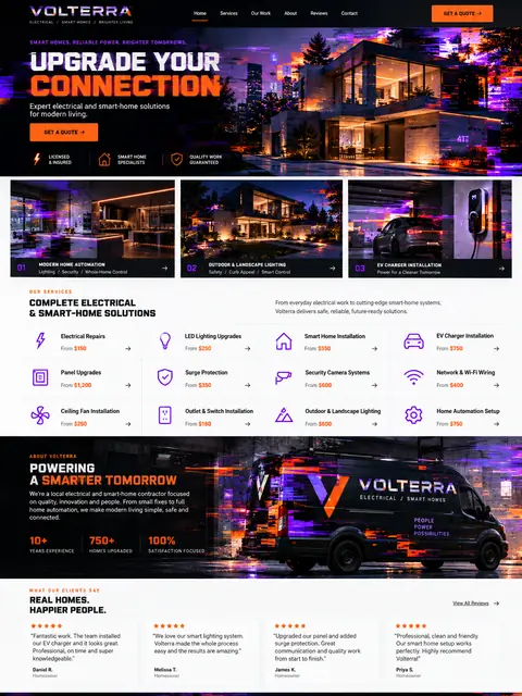 Volterra: glitch smart home website concept for electrical