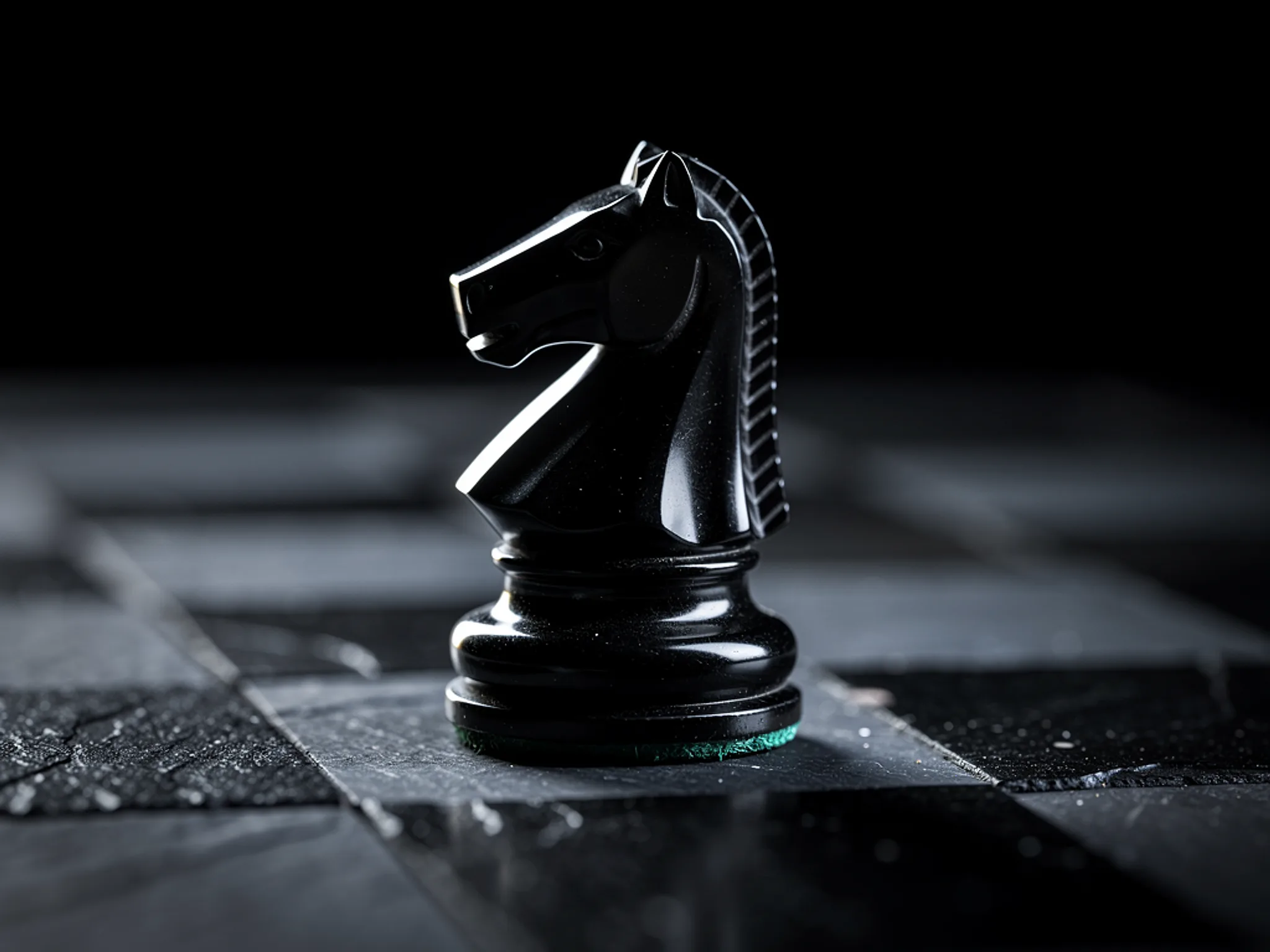 Obsidian Knight: A chess knight carved from polished obsidian.