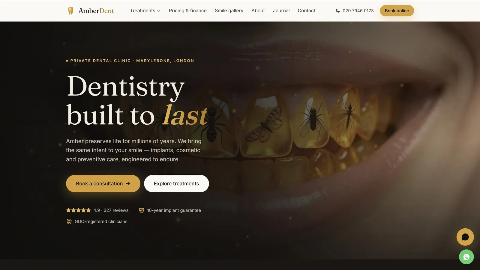 Amber Dent website screenshot