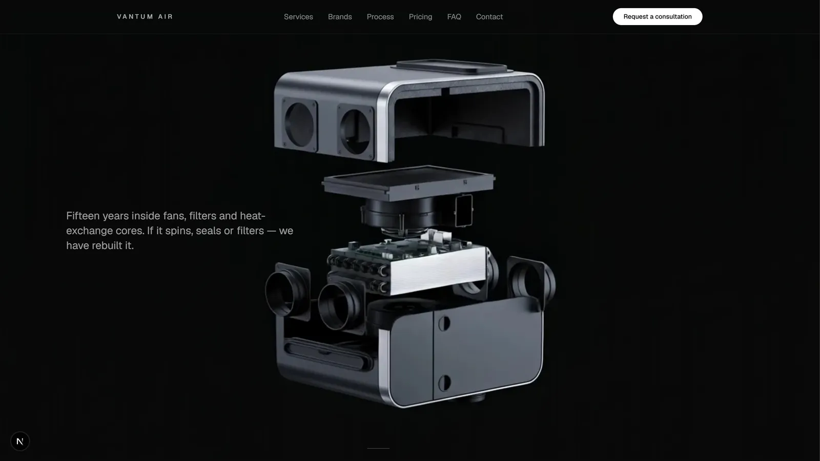 Vantum Air website screenshot